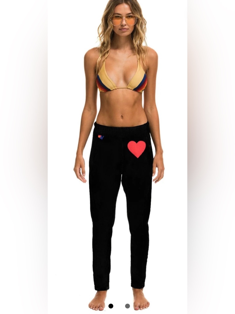Aviator Nation Heart Stitch Jogger Sweatpants - black size Small